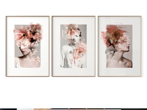  Poset套装 柔美花卉3d模型 