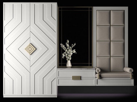  玄关家具组合643d模型 