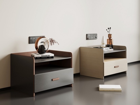 现代意式床头柜su模型