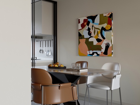  现代意式无主灯餐厅su模型 