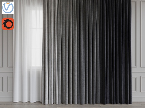  窗帘套装11. 灰调3d模型3d模型 