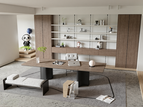 现代网红书房su模型