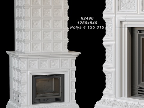  瓷砖壁炉 023d模型 