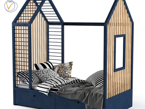  儿童床 - 房屋款3d模型 