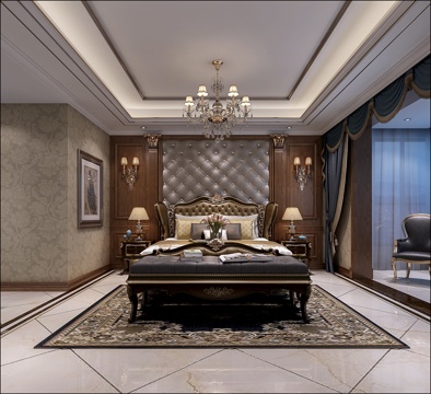  欧式卧室床3d模型 