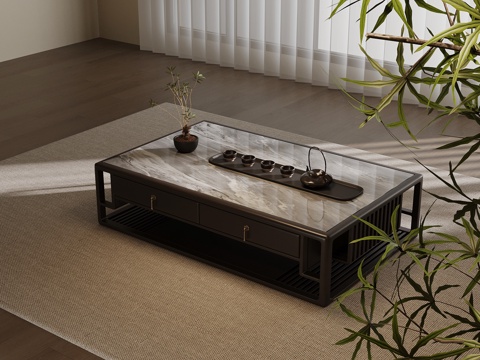  新中式茶几3d模型 