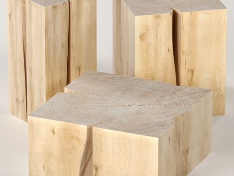  三张树桩咖啡桌3d模型 