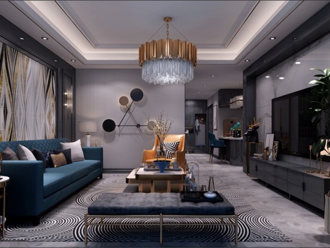  客餐厅沙发桌椅3d模型 