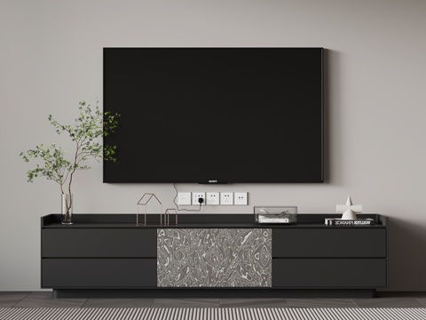 现代意式电视柜su模型