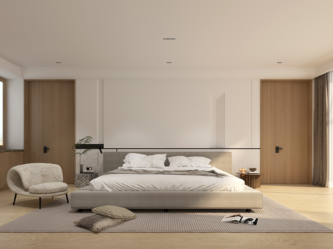  现代卧室3d模型 