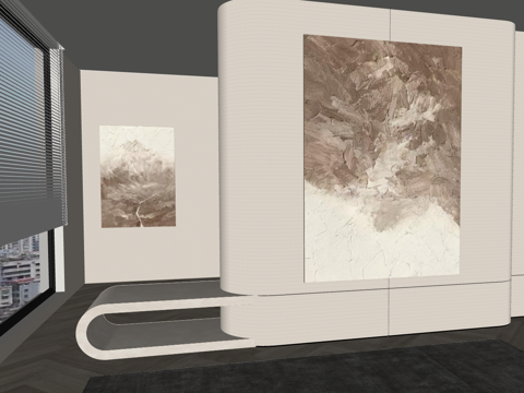 现代艺术墙面装置组合su模型