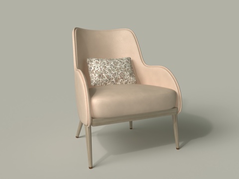  现代皮革实木椅子单椅3d模型 