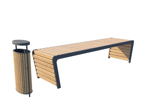  带花瓶长凳3d模型 