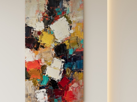  现代抽象油画装饰画su模型 