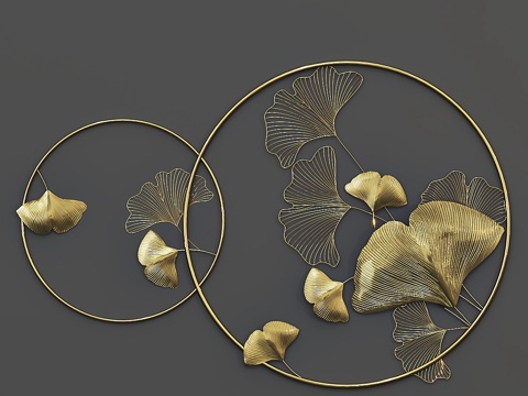  墙饰金属银杏3d模型 