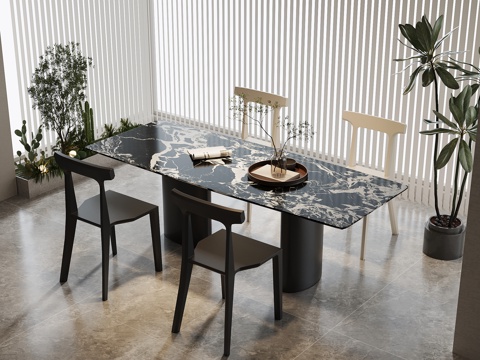  现代意式餐桌椅3d模型 