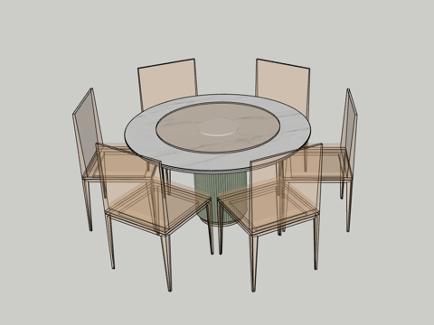 现代餐厅圆桌su模型
