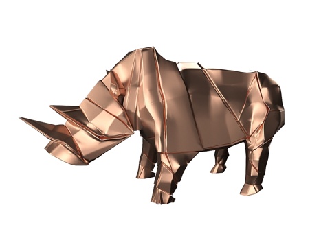  铜犀牛雕塑3d模型 