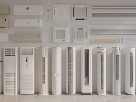  现代空调 立式空调 壁挂式空调 吸顶空调 空调出风口3d模型 