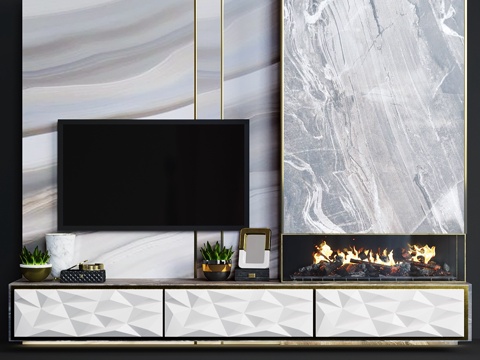  现代壁炉 153d模型 