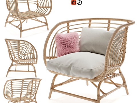  藤编扶手椅 IKEA BUSKBU3d模型 