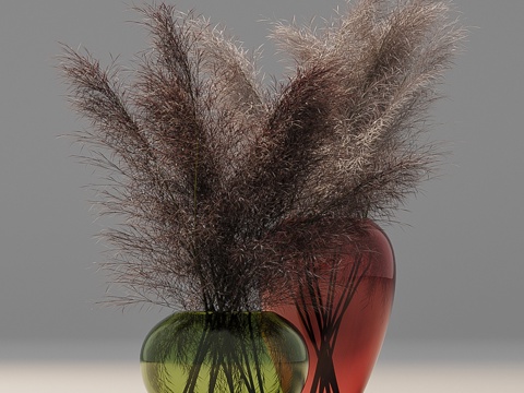  花瓶中的芒草花 # 23d模型 