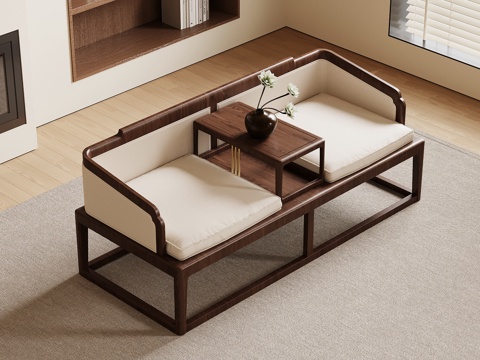 新中式罗汉床su模型