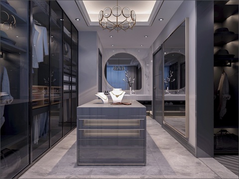  现代欧式衣帽间衣柜3d模型 