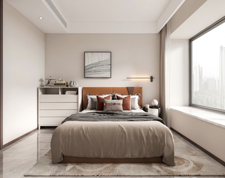  现代卧室3d模型 
