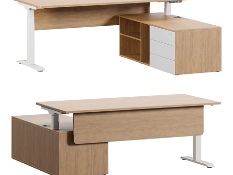  北欧简约办公桌 办公桌 简约书桌3d模型 