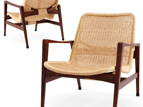  山川藤编复古休闲椅3d模型 