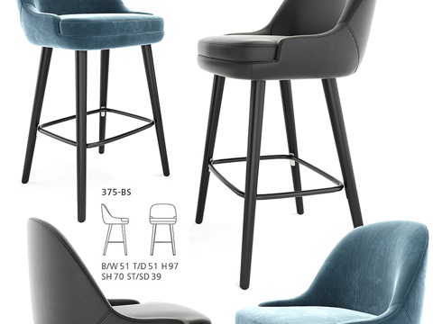  375 Walter Knoll 吧台凳3d模型 