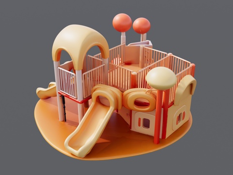 卡通滑滑梯组合装饰摆件su模型