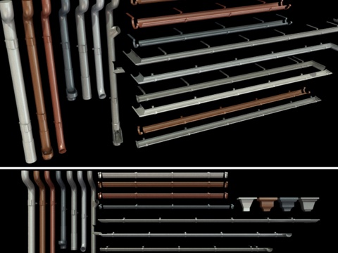  排水系统组件3d模型 