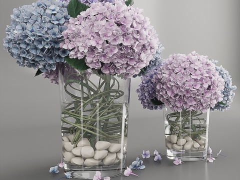  紫蓝绣球3d模型 