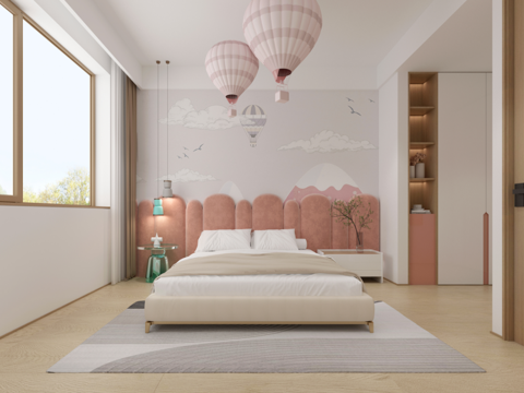  现代卧室 儿童房 女儿房 公主房3d模型 