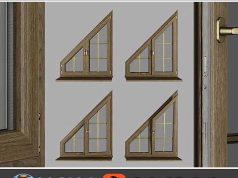  Wood - 铝合金窗户，视图04部分03组063d模型 
