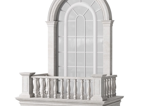  法式阳台 露台窗户 拱形窗3d模型 