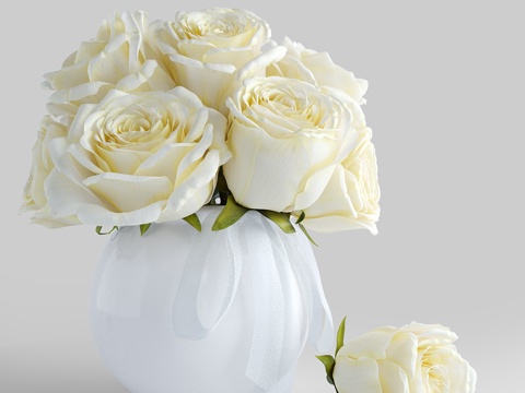  白玫瑰花束3d模型 