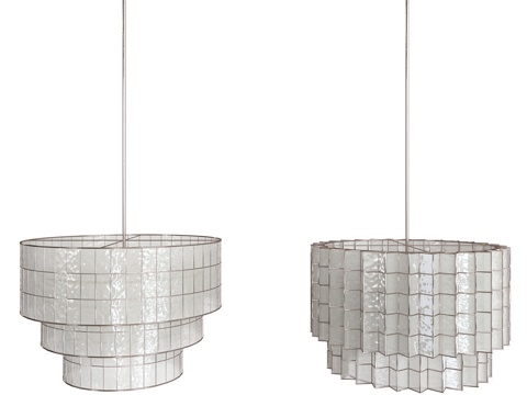  West Elm 贝壳水晶吊灯套装3d模型 