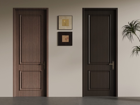 中古风单开门 室内门su模型