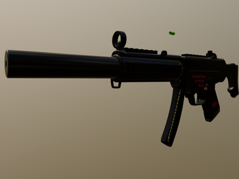  MP5隐秘型1射击动画3d模型 