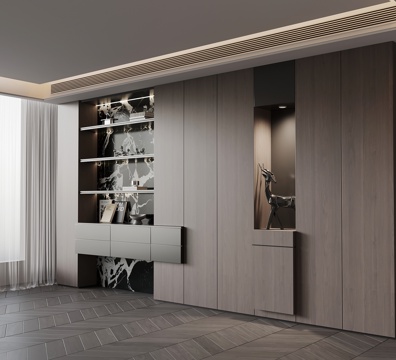 现代意式书柜su模型