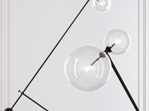  Restoration Hardware 玻璃球形吊灯 落地3d模型 