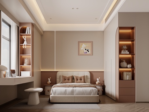  现代卧室3d模型 