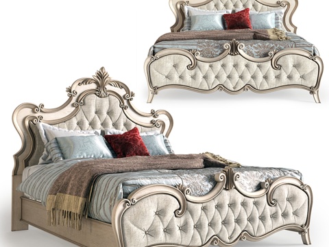  莱茵克利夫软包板式床3d模型 