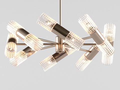  黄铜水晶吊灯3d模型 