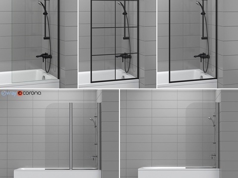  Cersanit与Radaway 42系列浴缸及浴屏套装3d模型 
