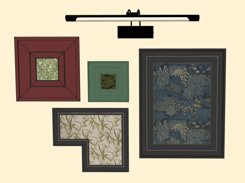 中式风格墙面装饰画组合su模型