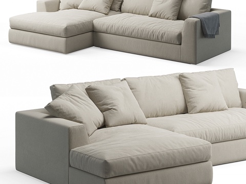  路易斯加长款梅里迪亚尼沙发3d模型 